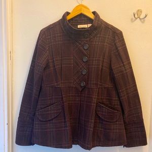 DKNY Jeans Brown Plaid Peplum Jacket